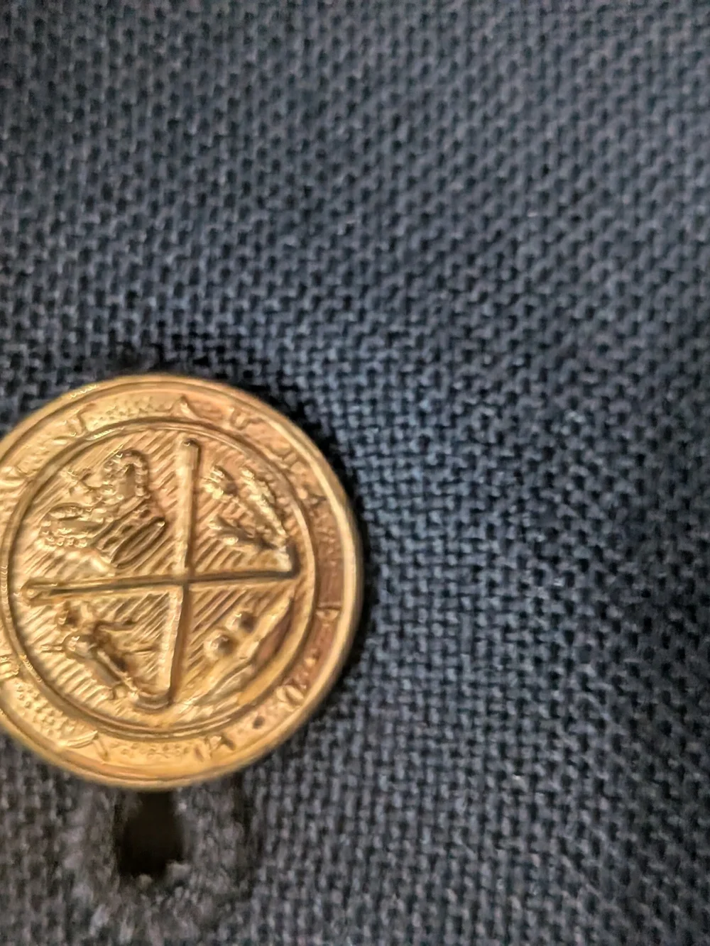 Nordstrom Suit Jacket Blazer Boys 5 Navy Gold Button Wool Blend Classic Preppy